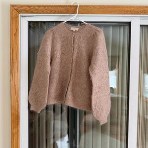 Sezane Mohair Cardigan with Pearl Accents